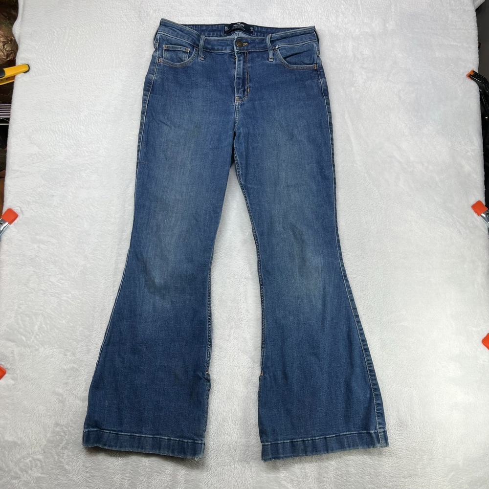 Hollister High-Rise Vintage Flare Jeans Women's 9 Blue Denim Stretch Y2K - 30X28